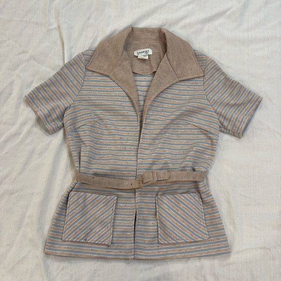 Vintage Tops - Vintage 1970s Short Sleeved Shacket With Belt